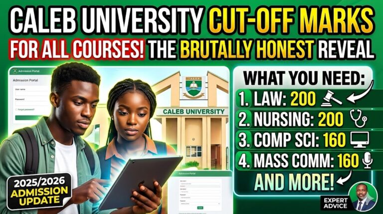 Caleb University cut-off mark for all courses