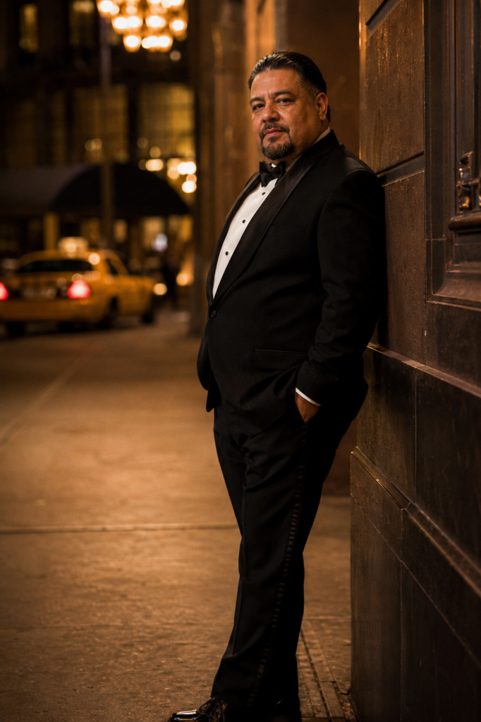 Black Tuxedo With a Satin Shawl Lapel and Bow Tie