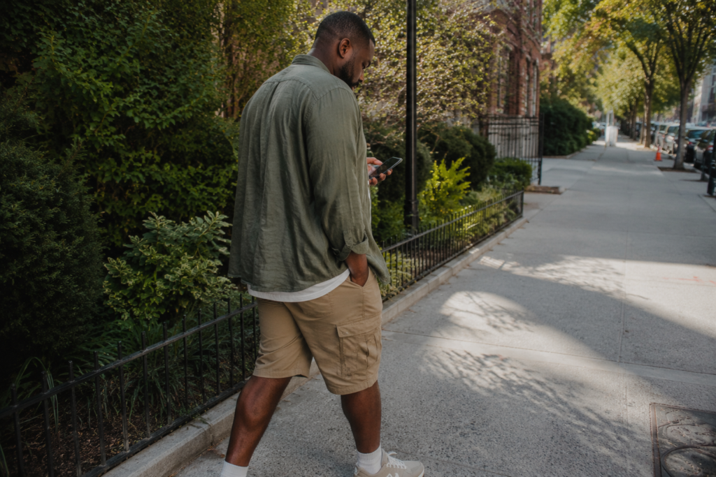 Oversized Linen Shirt Worn Open Over a White Tee with Cargo Shorts