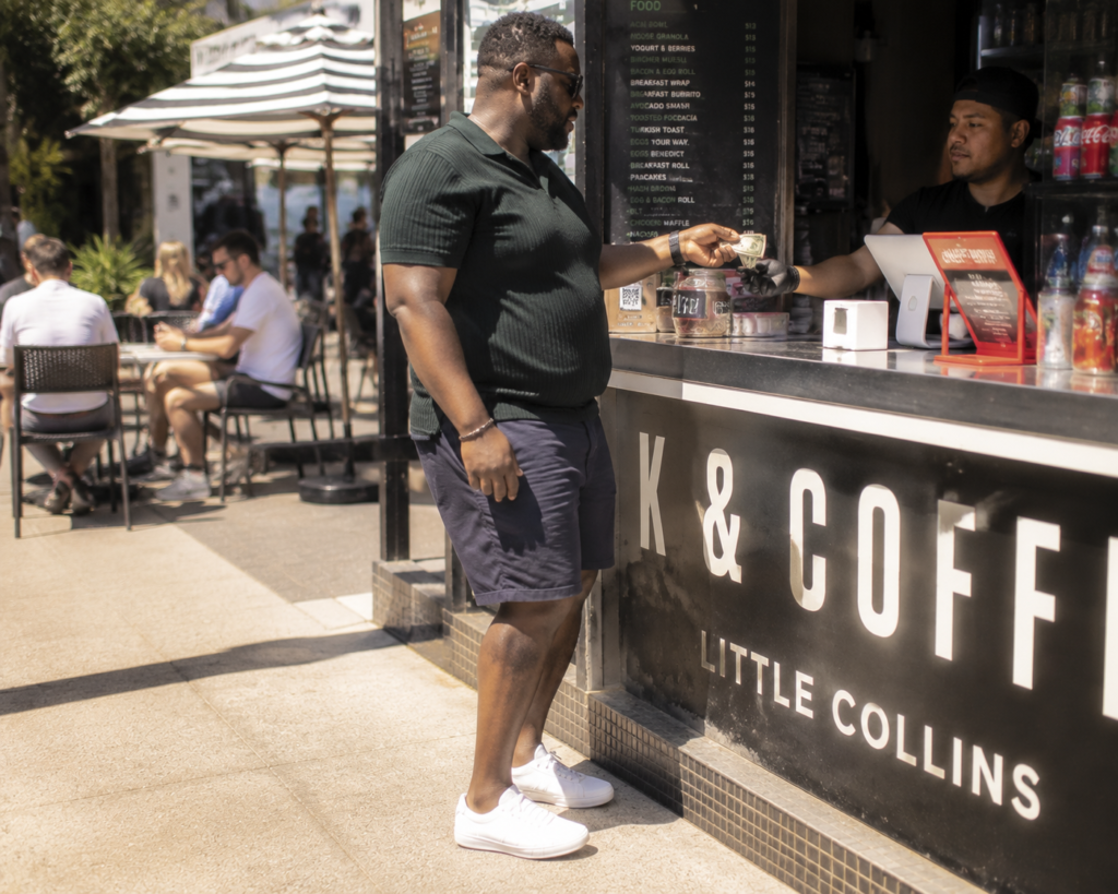 Ribbed Knit Polo with Tailored Shorts and Clean Minimalist Sneakers
