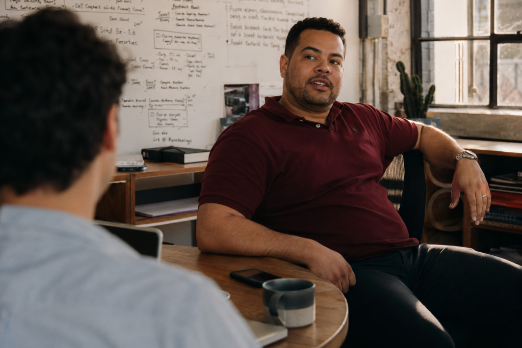 The Burgundy Fitted Polo and Dark Slim Chino for a Relaxed Creative Office