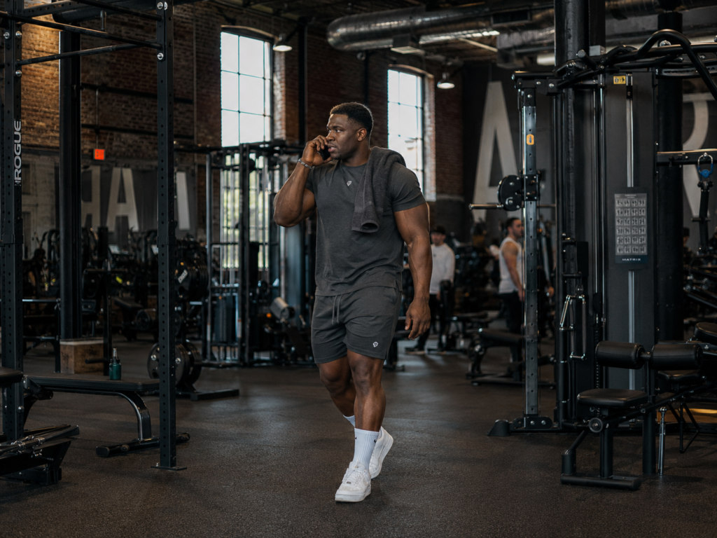 The Dark Gym Set With a Structured Fit Worn Outside the Gym