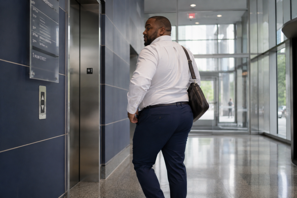 The Navy Stretch Chino That Doesn't Gap at the Waist