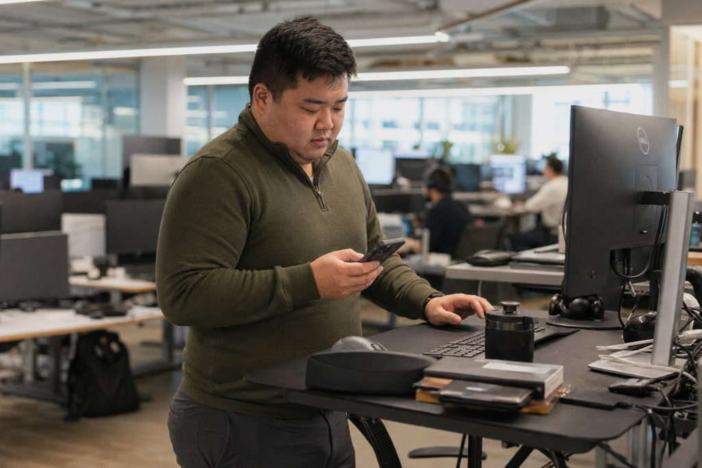 The Slate Grey Tailored Jogger and Structured Quarter-Zip for a Tech Office