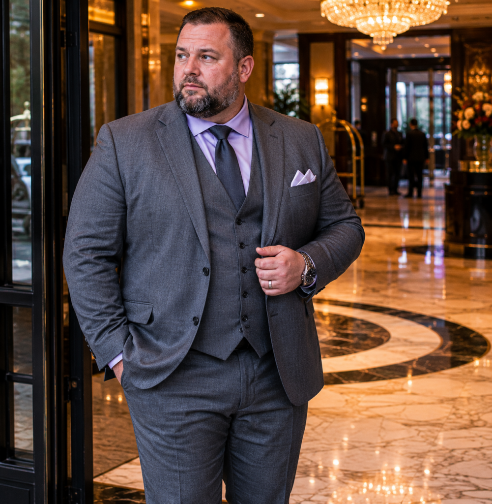 The Three-Piece Suit in Mid-Gray With a Pocket Square for High-Stakes Interviews