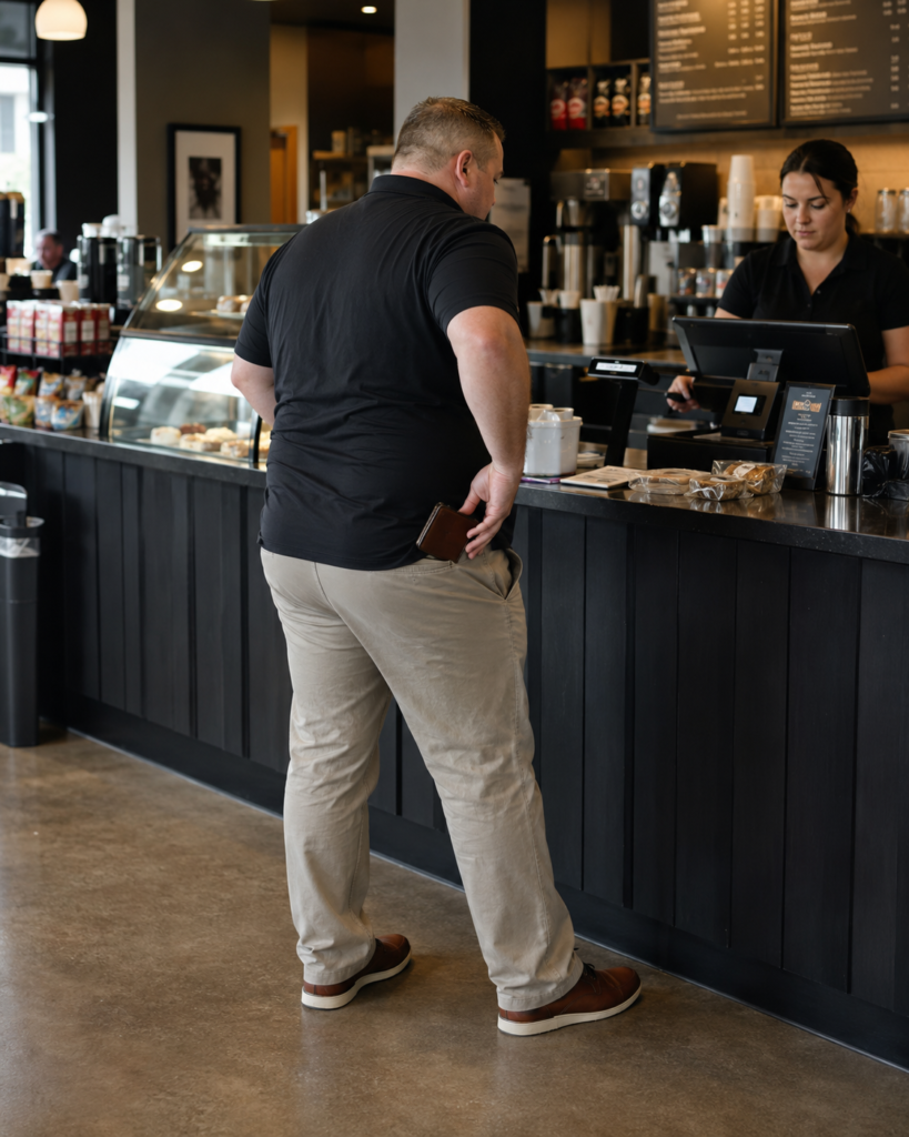 Black Polo With Straight-Leg Chinos