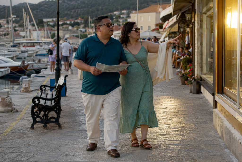 Deep Teal Polo With a Sea-Green Sundress