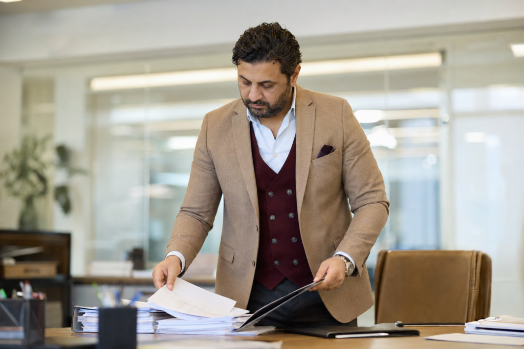 Double-Breasted Vest Under an Open Blazer