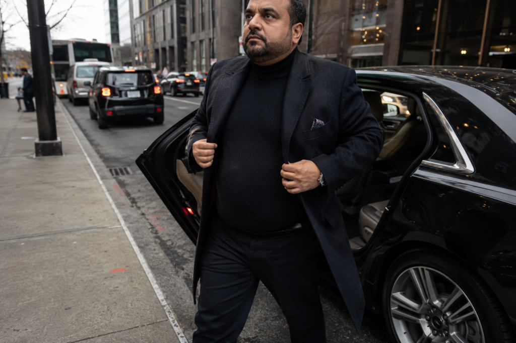 Fitted Turtleneck Under a Structured Overcoat