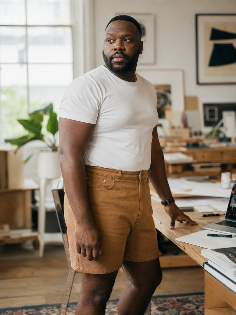 High-Rise Denim Shorts With a Tucked Tee