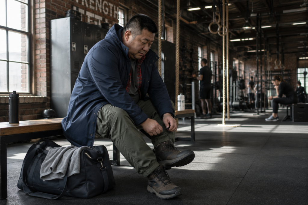 Navy Parka With Flannel and Relaxed Cargo Trousers