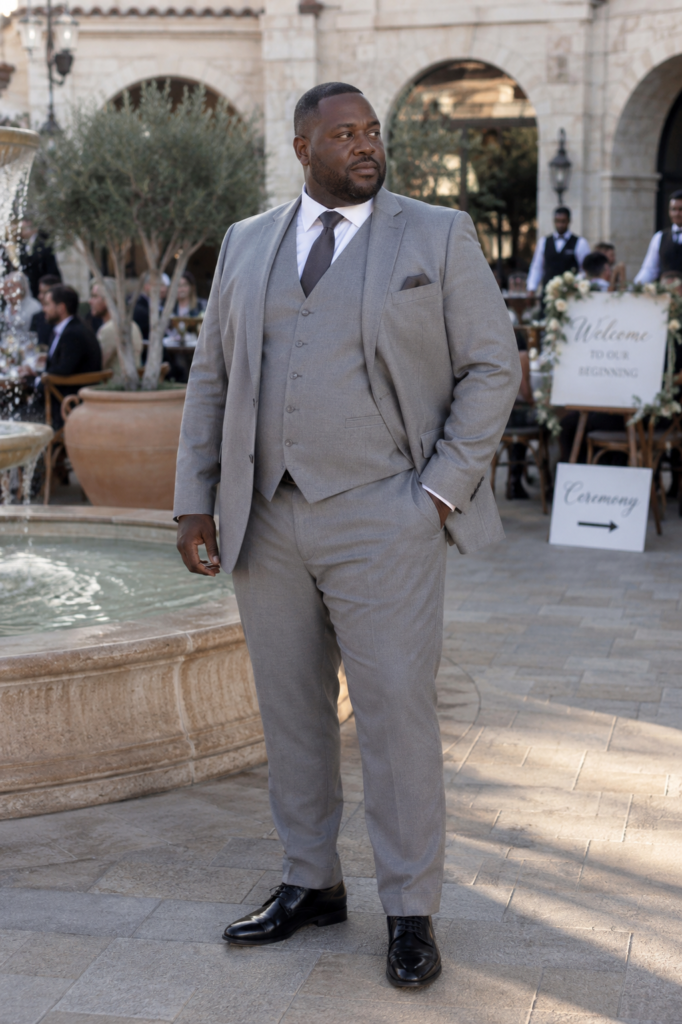Soft Grey Three-Piece Tuxedo With Matching Waistcoat